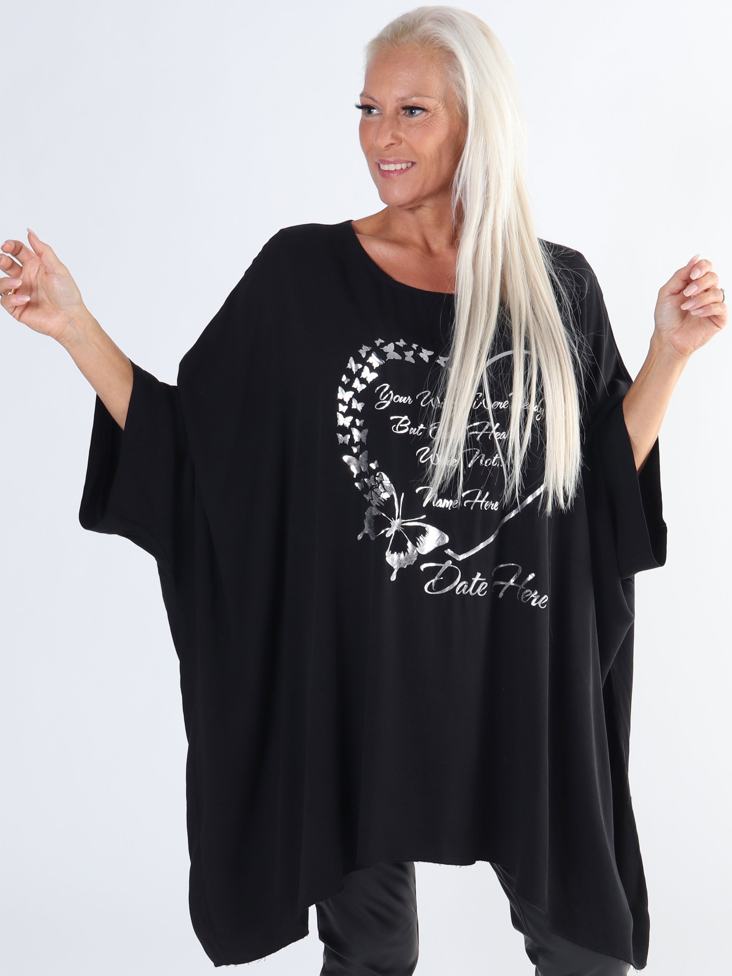 Hope Short - Cool plus size blus med motiv framtill